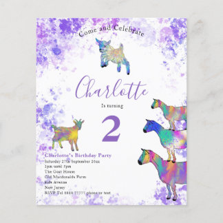 Girls Goat Birthday Party Lila Budget Flyer