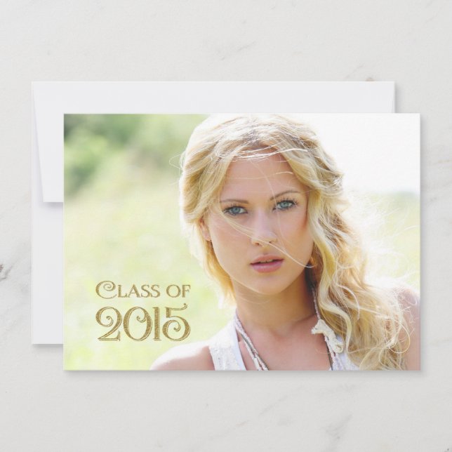 Girls Gold Confetti Abschluss Ankündigung (Vorderseite)