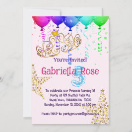 Girl's Gold Fairy Tiara Geburtstagsparty Einladung