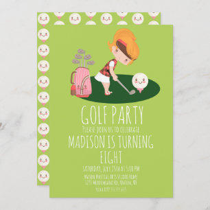 Girls Golf Niedliche Geburtstag Party Einladung