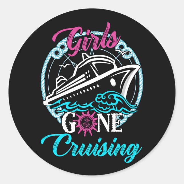 Girls Gone Cruising Cruises Lovers Bootsführer Anc Runder Aufkleber (Vorderseite)