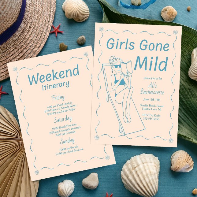 Girls Gone Mild Beach Bachelorette Einladung (Von Creator hochgeladen)