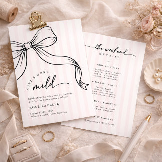 Girls Gone Mild Bow Stripe Bachelorette Weekend Einladung