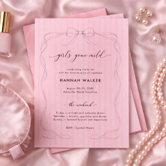 Girls Gone Mild Bow Stripe Bachelorette Weekend Einladung