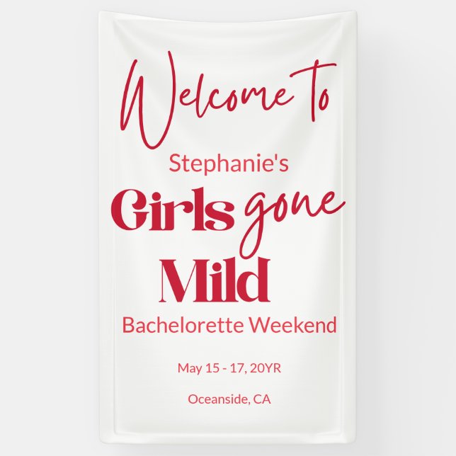 Girls Gone Mild Elegant Bachelorette Beach Weekend Banner (Vertikal)