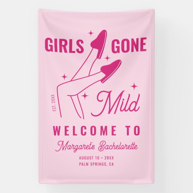 Girls Gone Mild Hand Drawn Bachelorette Willkommen Banner (Vertikal)
