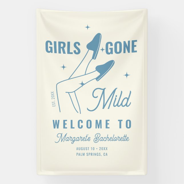 Girls Gone Mild Hand Drawn Bachelorette Willkommen Banner (Vertikal)