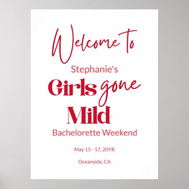 Girls Gone Mild Modern Bachelorette Beach Weekend Poster (Vorne)