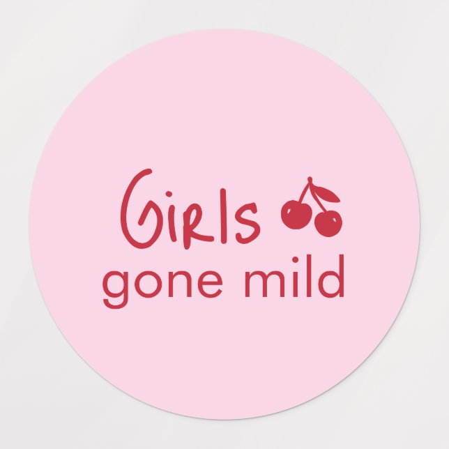 Girls Gone Mild Pink and Cherry Red Bachelorette   Etiketten (Design 1)
