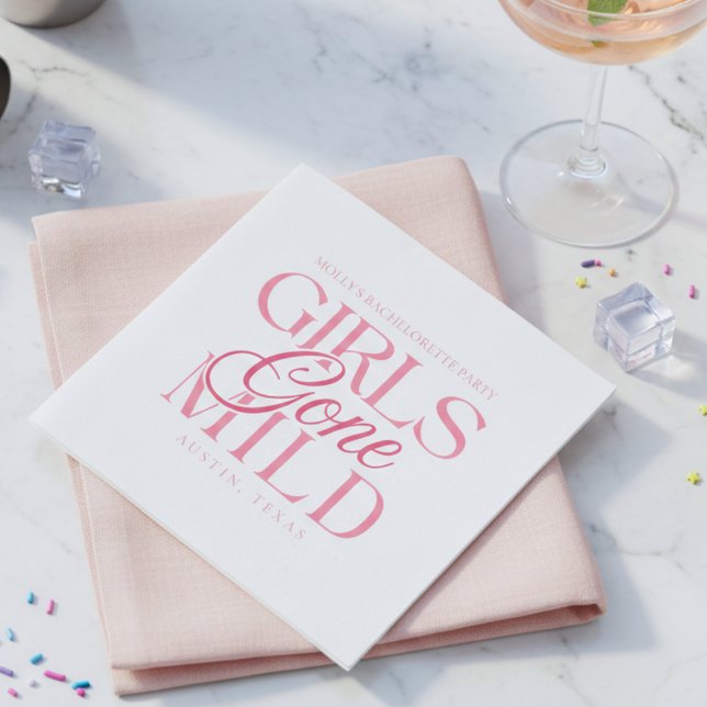Girls Gone Mild Pink Bachelorette Serviette (Girls Gone Mild Pink Bachelorette Napkins)