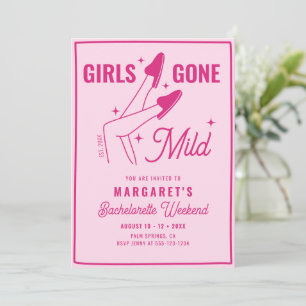 Girls Gone Mild Pink Bachelorette Weekend Wellness Einladung
