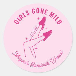 Girls Gone Mild Pink Junggeselinnen-Abschied Welln Runder Aufkleber