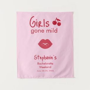 Girls Gone Mild Pink und Cherry Red Junggesellinne Wandteppich