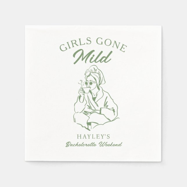Girls Gone Mild Sage Green Junggeselinnen-Abschied Serviette (Vorderseite)