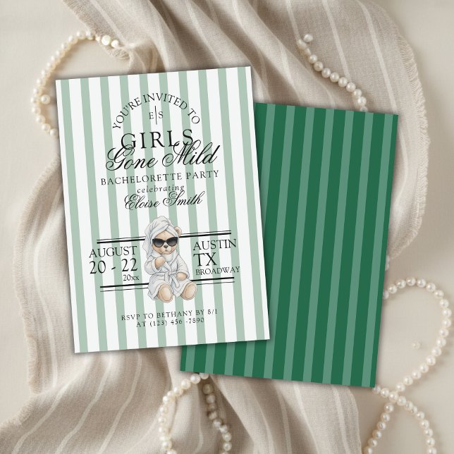 Girls Gone Mild Spa Bear Bachelorette Einladung (Not every bachelorette party needs to be wild—and that’s exactly the vibe of Girls Gone Mild!)