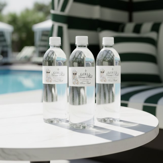 Girls Gone Mild Spa Bear Bachelorette Wasserflaschenetikett (Not every bachelorette party needs to be wild—and that’s exactly the vibe of Girls Gone Mild!)