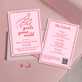 Girls Gone Milde Hand Drawn Bachelorette Wochenend Einladung
