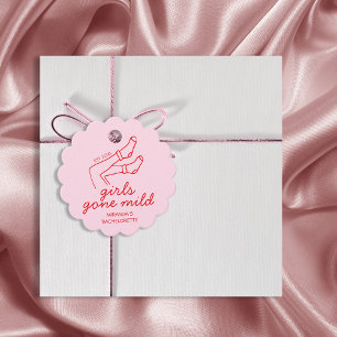 Girls Gone Milde Pink & Red Hand Drawn Bachelorett Geschenkanhänger