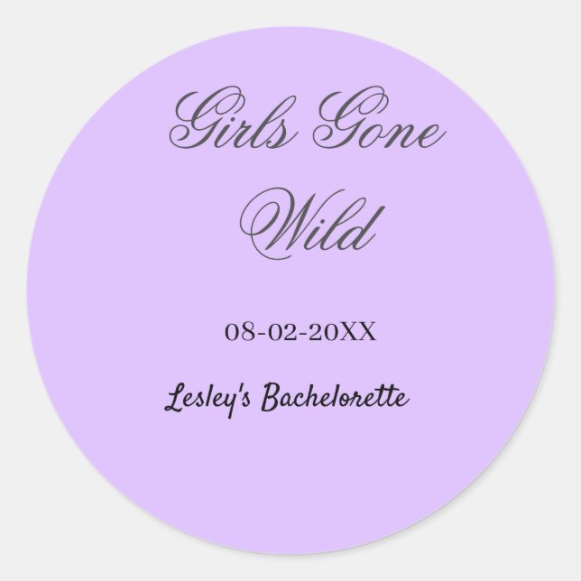 Girls Gone wild Bachelorette party name date bride Runder Aufkleber (Vorderseite)