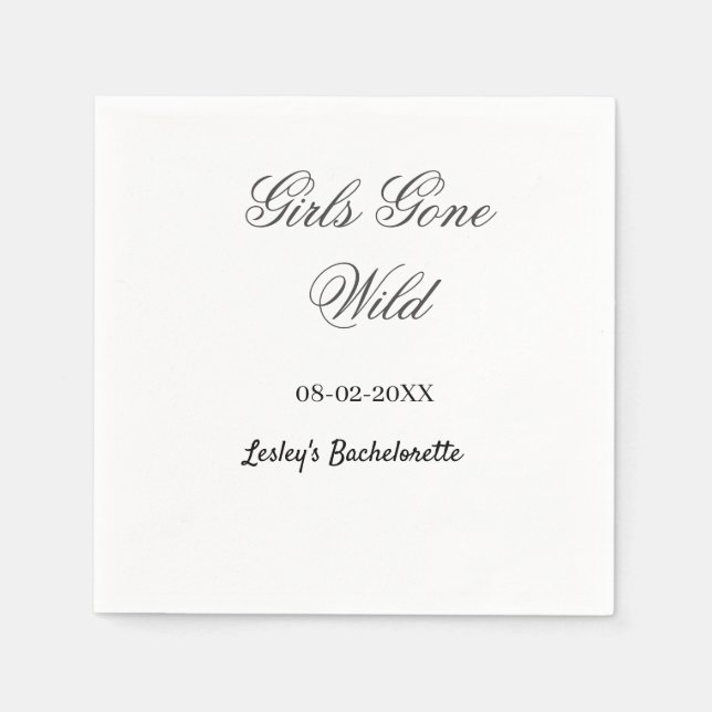 Girls Gone wild Bachelorette party name date bride Serviette (Vorderseite)