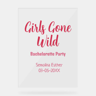 girls gone wild bachelorette party red name retro acrylschild