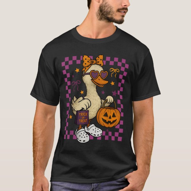 Girls Goose Halloween Spooky Goosey Silly Goose Pu T-Shirt (Vorderseite)