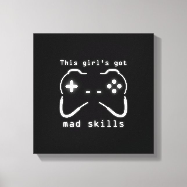Girl's Got Mad Skills Video Game Controller Leinwa Leinwanddruck (Vorderseite)