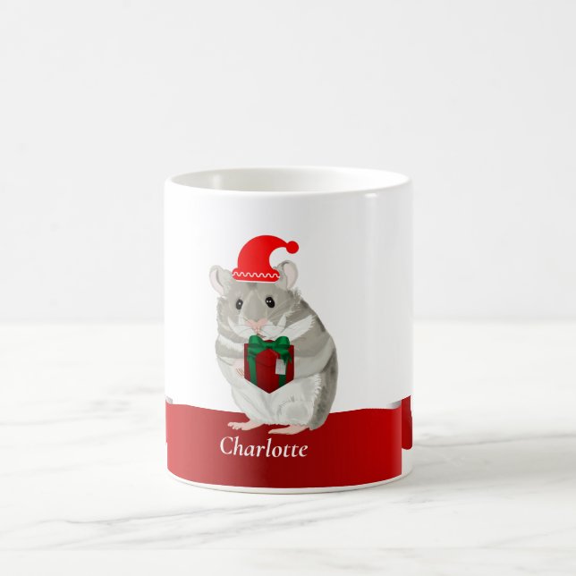 Girls Gray Hamster Weihnachten Kaffeetasse (Mittel)