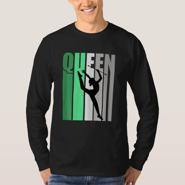 Girls Green Retro Rhythmic Gymnastics Queen Daught T-Shirt (Vorderseite)