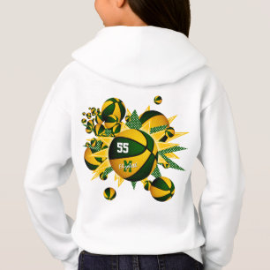 Girl's grünes Goldteam färbt Basketball Hoodie