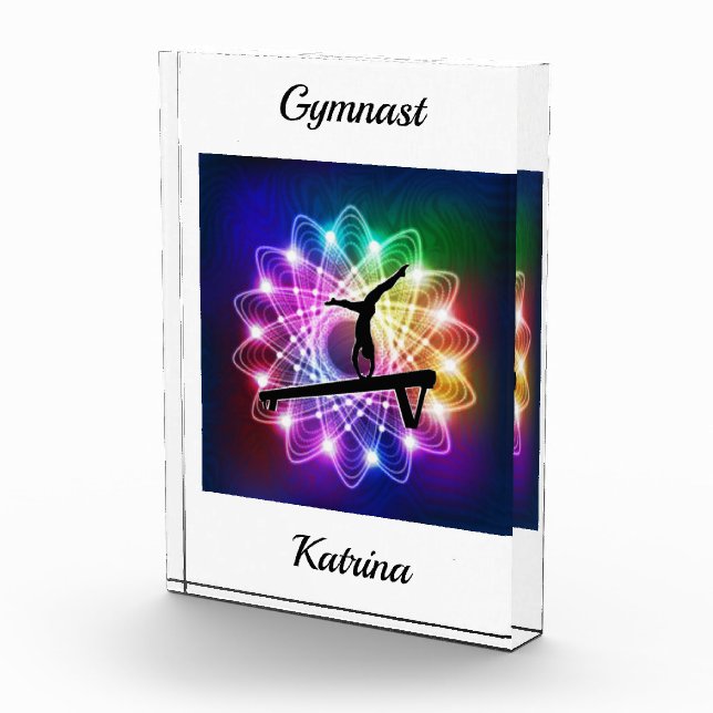 Girls Gymnast Balance Beam Personalisiert Fotoblock (Rechts)