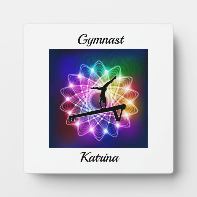 Girls Gymnast Balance Beam Personalisiert Fotoplatte (Vorderseite)