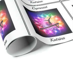 Girls Gymnast Balance Beam Personalisiert Geschenkpapier