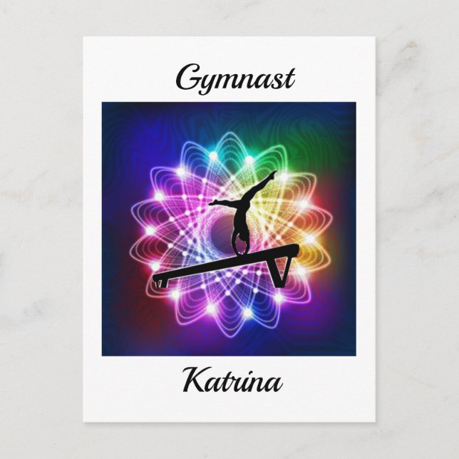 Girls Gymnast Balance Beam Personalisiert Postkarte (Vorderseite)