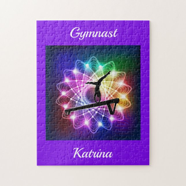 Girls Gymnast Balance Beam Personalisiert Puzzle (Vertikal)