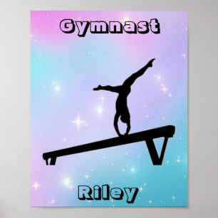 Girls Gymnast Gymnastik Balance Beam Poster