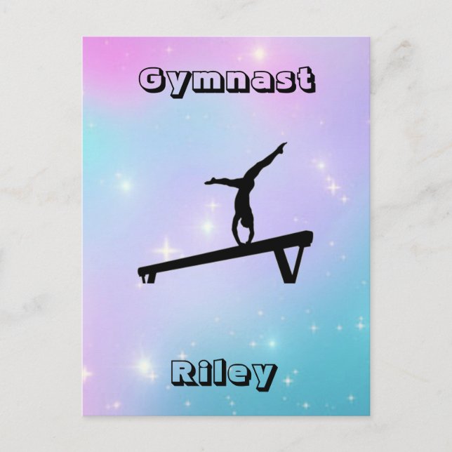 Girls Gymnast Gymnastik Balance Beam Postkarte (Vorderseite)