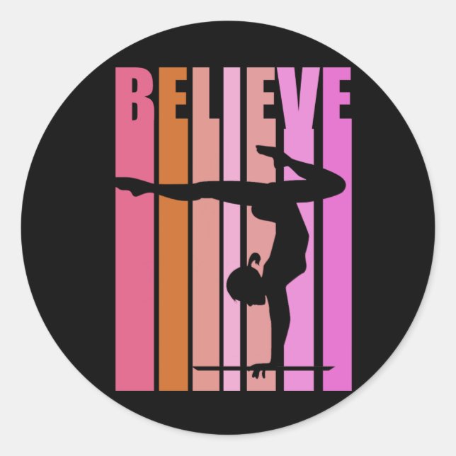 Girls Gymnast Gymnastik Girls Handstand Pink Runder Aufkleber (Vorderseite)