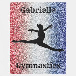 Girls Gymnast Rot, Weiß und Blau Sparkle Custom Fleecedecke