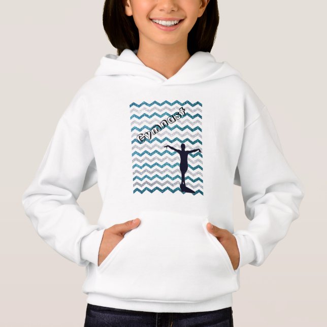 Girls Gymnast Zickzack Gymnastik Hoodie (Vorderseite)