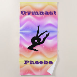 Girls Gymnastics Beach Handtuch mit ihrem Namen!
