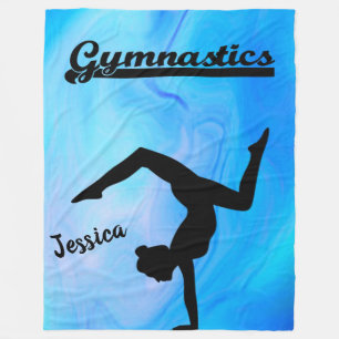 Girls Gymnastics Blue Swirl Individuelle Name Fleecedecke