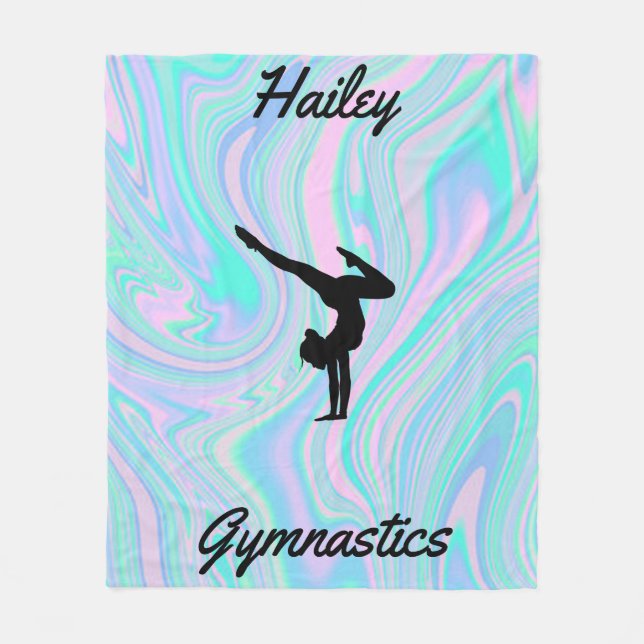 Girls Gymnastics Fleece Blanket mit Namen (Vorderseite)