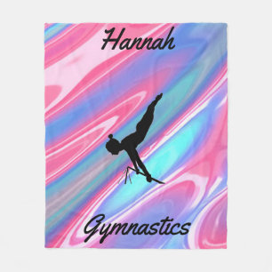 Girls Gymnastics Fleece Blanket mit Namen