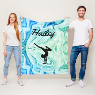 Girls Gymnastics Fleece Blanket mit Namen