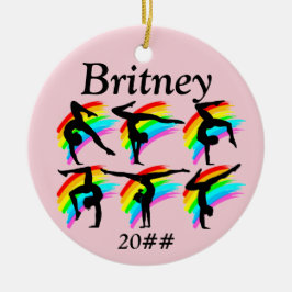 GIRLS GYMNASTICS PERSONALISIERTE ORNATION KERAMIKORNAMENT