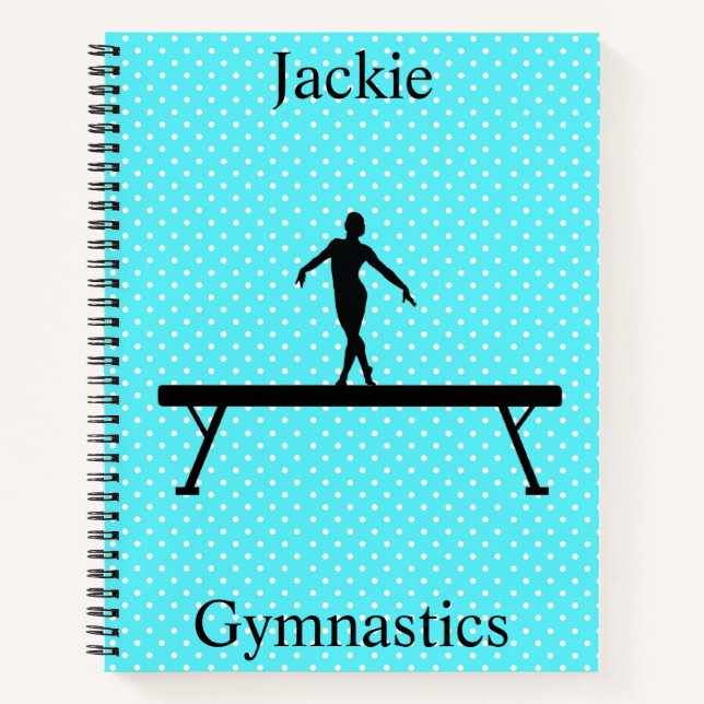 Girls Gymnastics Polka Dot Spiral Notebook Notizbuch (Vorderseite)