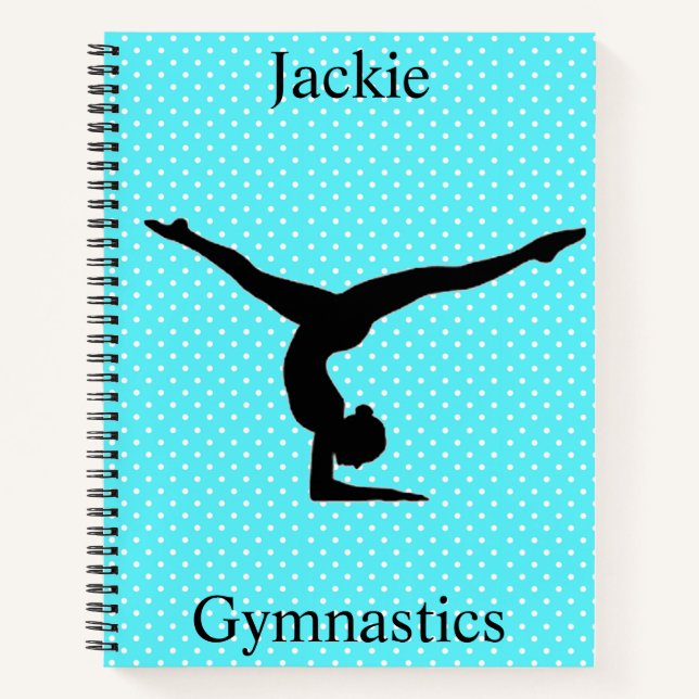Girls Gymnastics Polka Dot Spiral Notebook Notizbuch (Vorderseite)