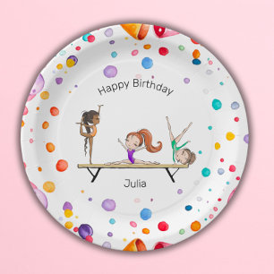 Girls Gymnastics Rainbow Balloons Geburtstagsparty Pappteller