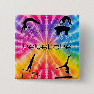 Girls Gymnastics Rainbow Krawatte Dye Button